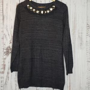 EUC Simply Vera Vera Wang women's Longline oversized sweater. Lace/jewel Sz M